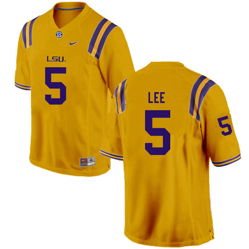 Men #5 Devonta Lee LSU Tigers College Football Jerseys Sale-Gold
